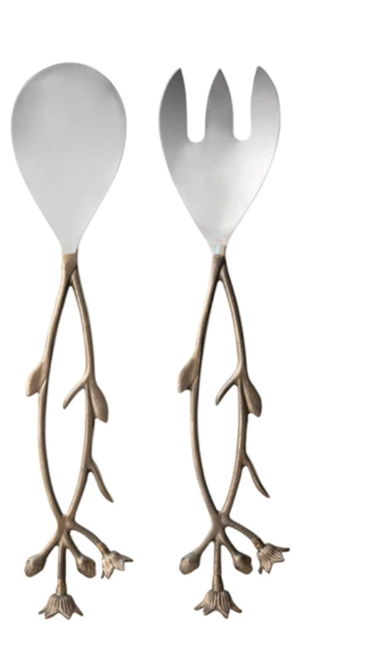Stainless Steel and Brass Salad Servers