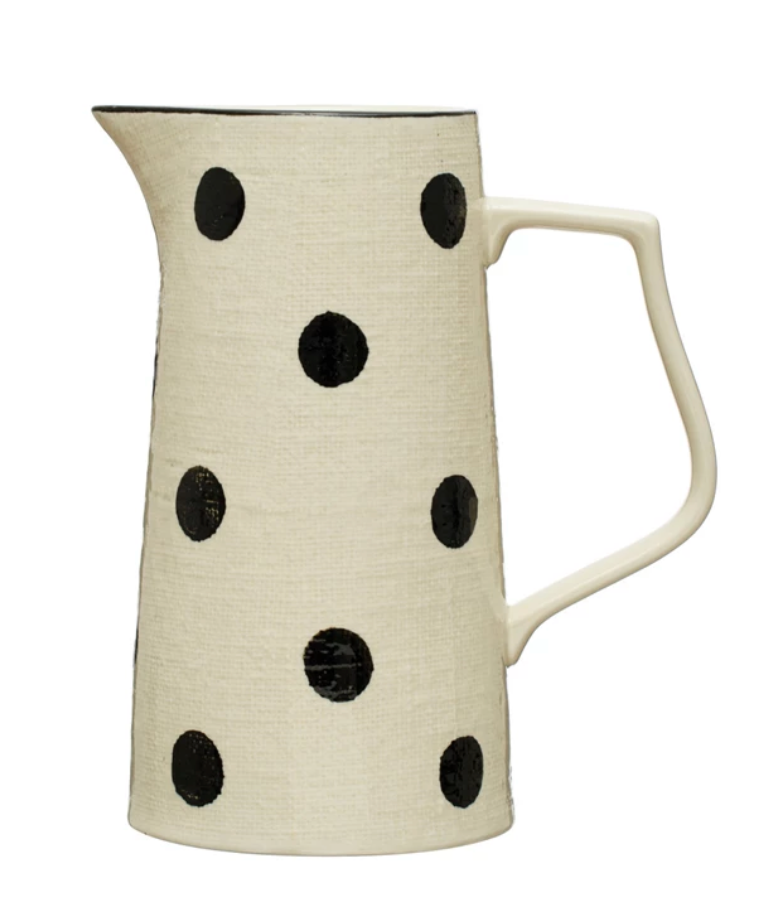 Hand-Painted Stoneware Pitcher