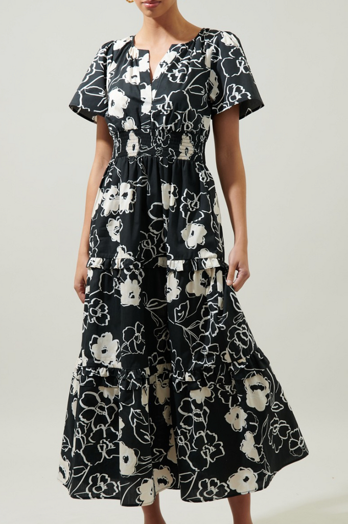 Floral Poplin Tiered Maxi Dress