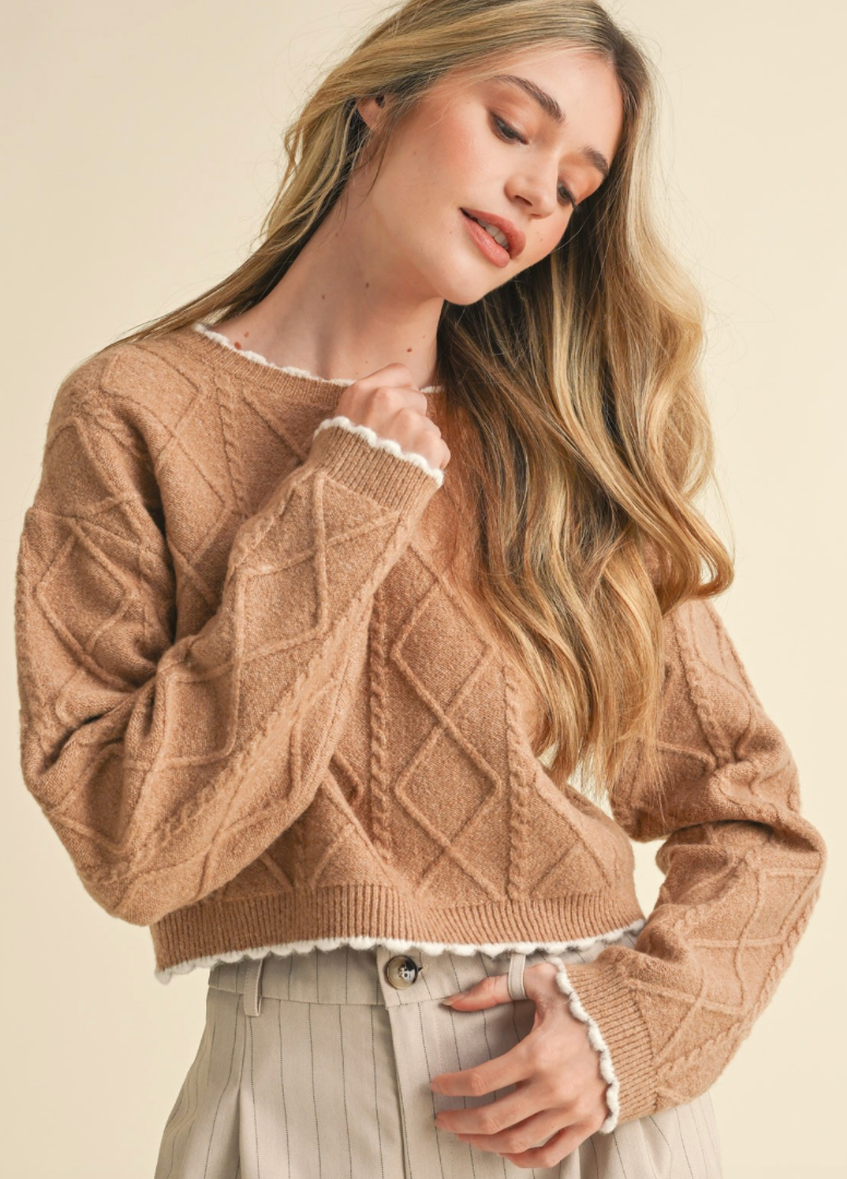 Cable Knit Cropped Sweater