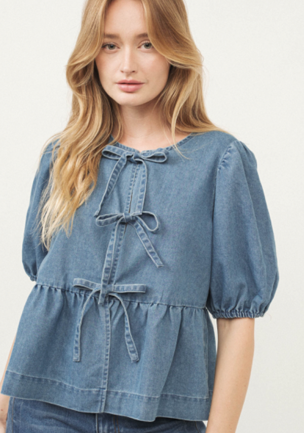 Denim Peplum Blouse