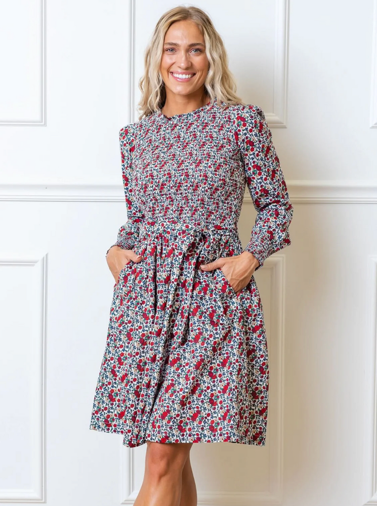 Smocked Ruffle Collar Dress