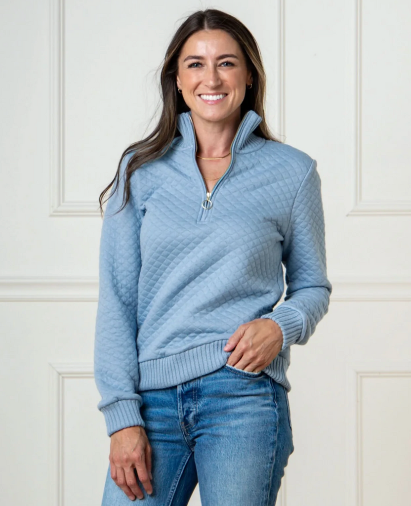 Quilted Half Zip Sweater