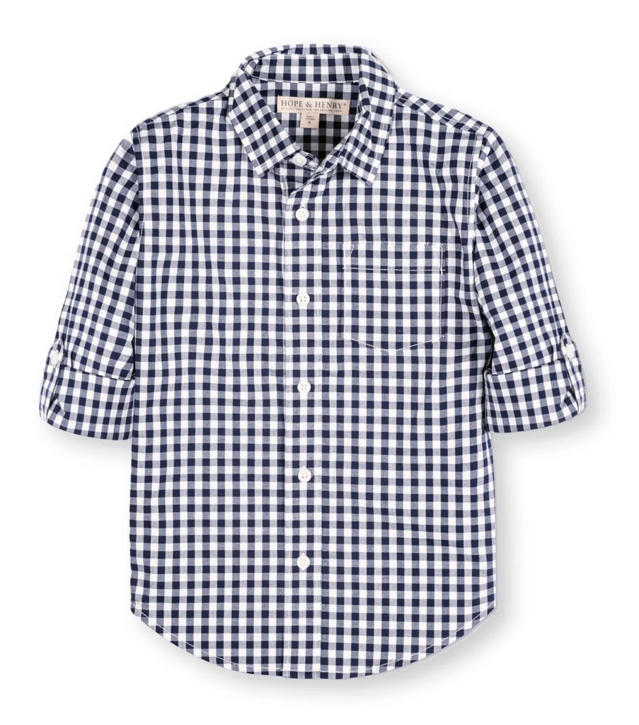 Gingham Stretch Poplin Roll Up Shirt