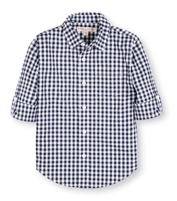 Gingham Stretch Poplin Roll Up Shirt