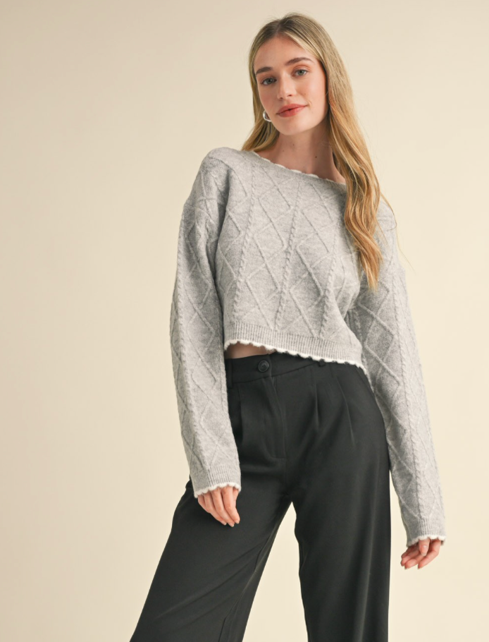 Cable Knit Cropped Sweater