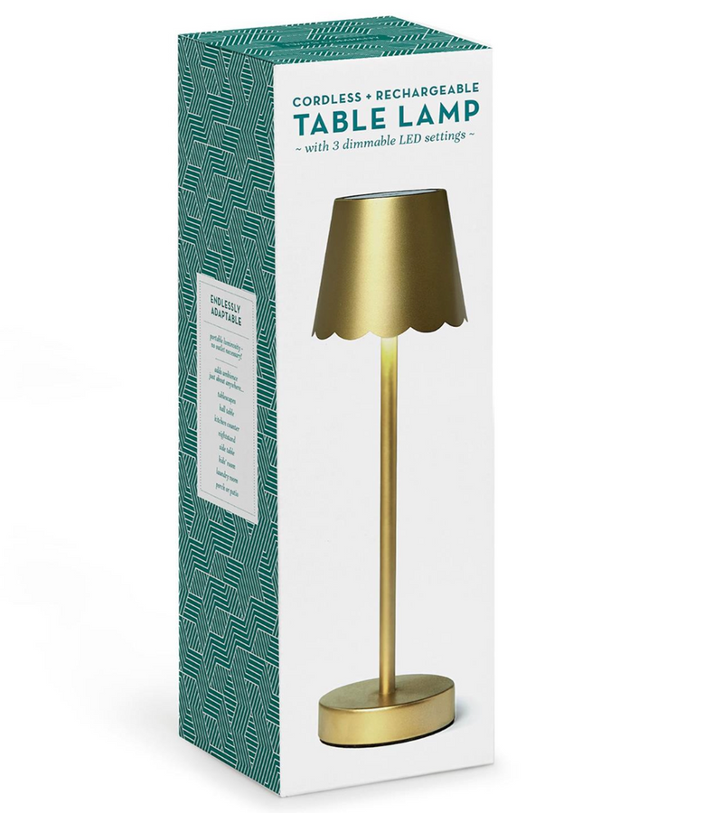 LED Cordless Table Lamp with Scalloped Edge Shade