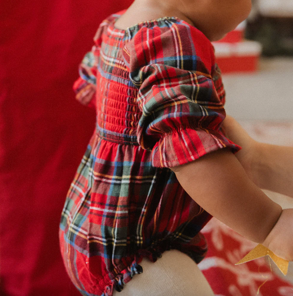 Baby Madeline Romper in Holiday Plaid