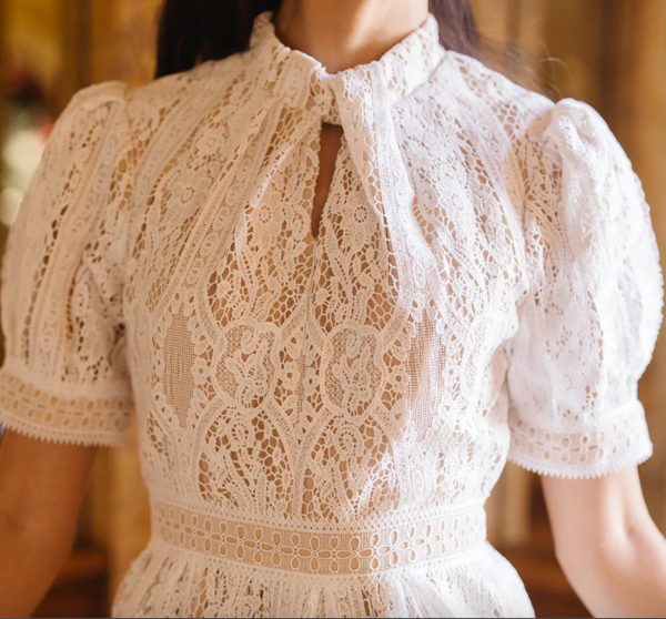 Ainsley Dress in White Lace