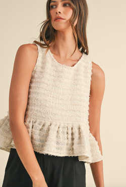 Frayed Texture Babydoll Tank Top