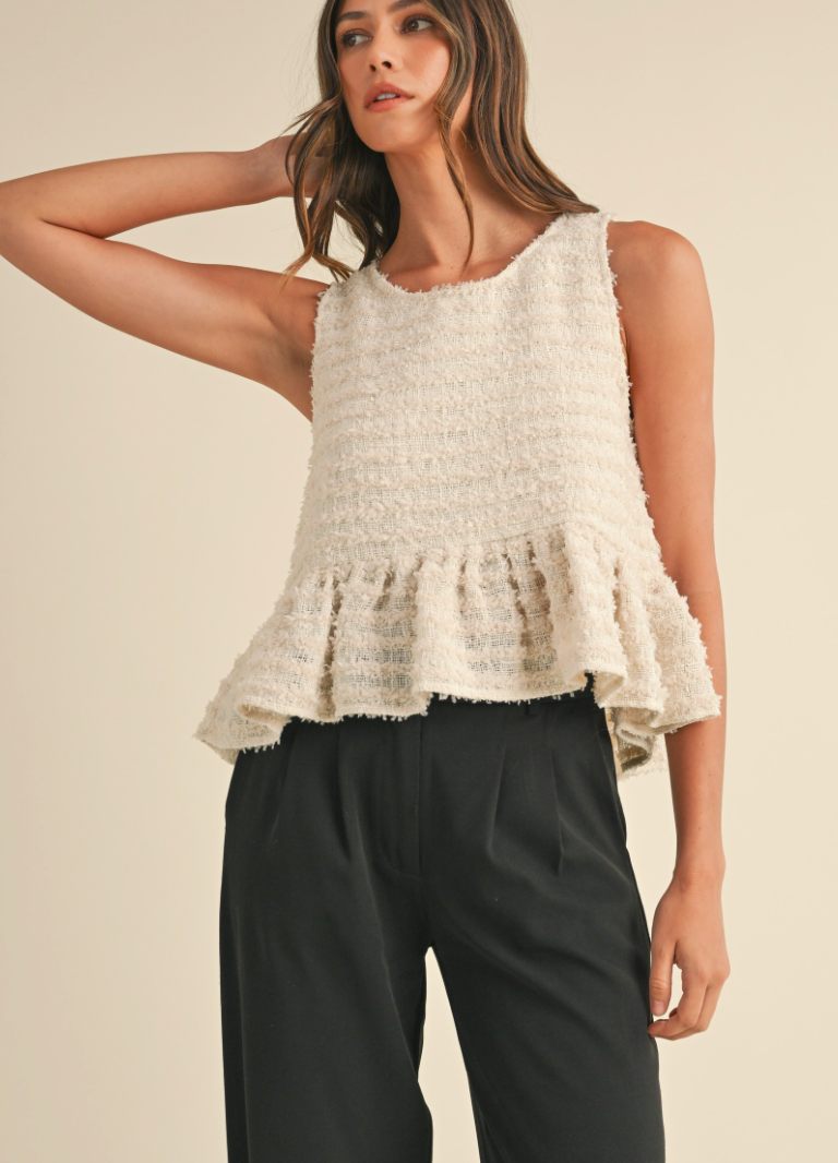 Frayed Texture Babydoll Tank Top