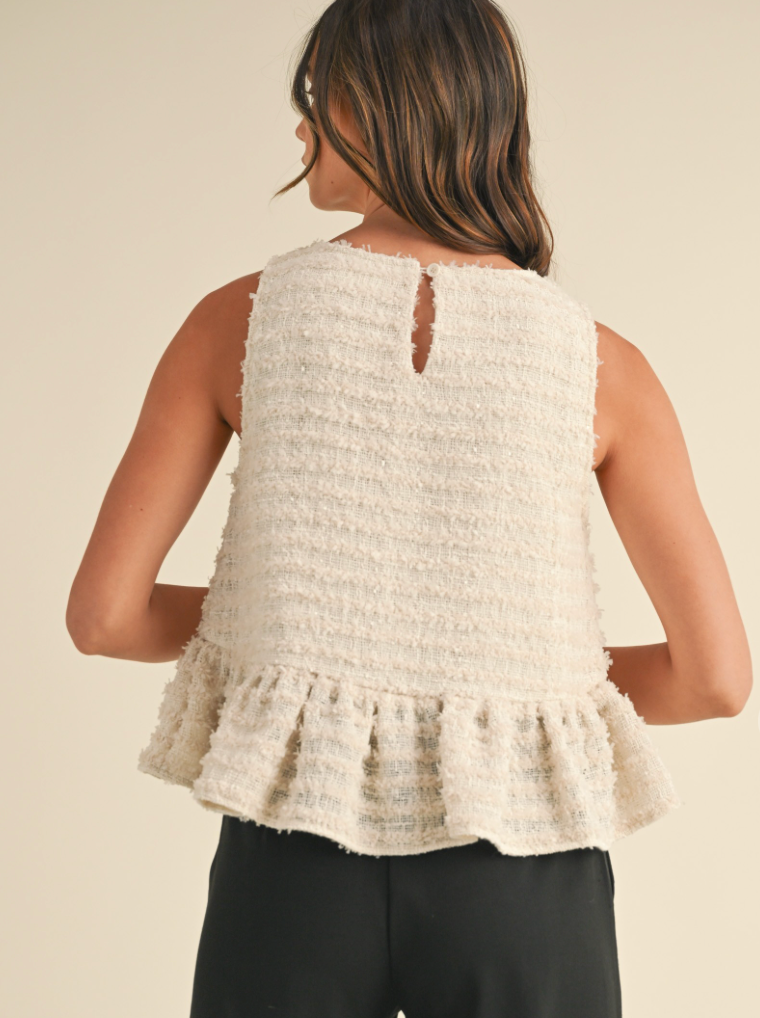 Frayed Texture Babydoll Tank Top