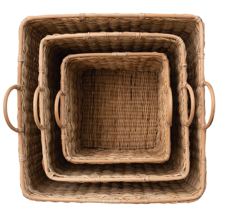 Rattan Baskets with Handles