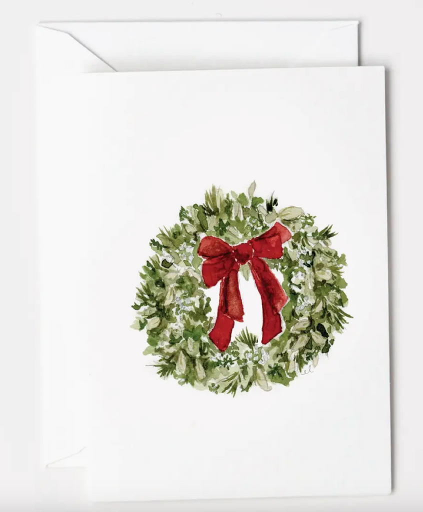 Red Bow Wreath Mini Notecard