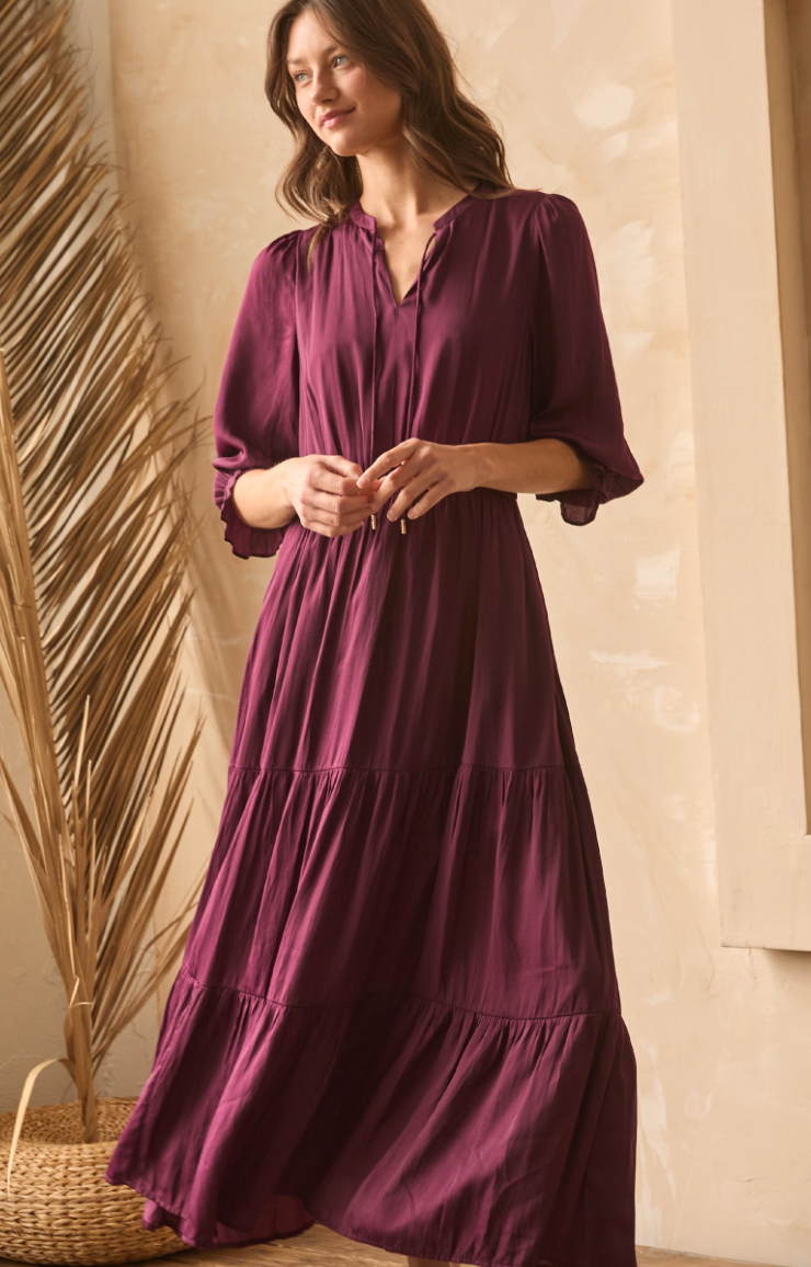 Long Sleeve Ruffle Tiered Maxi Dress