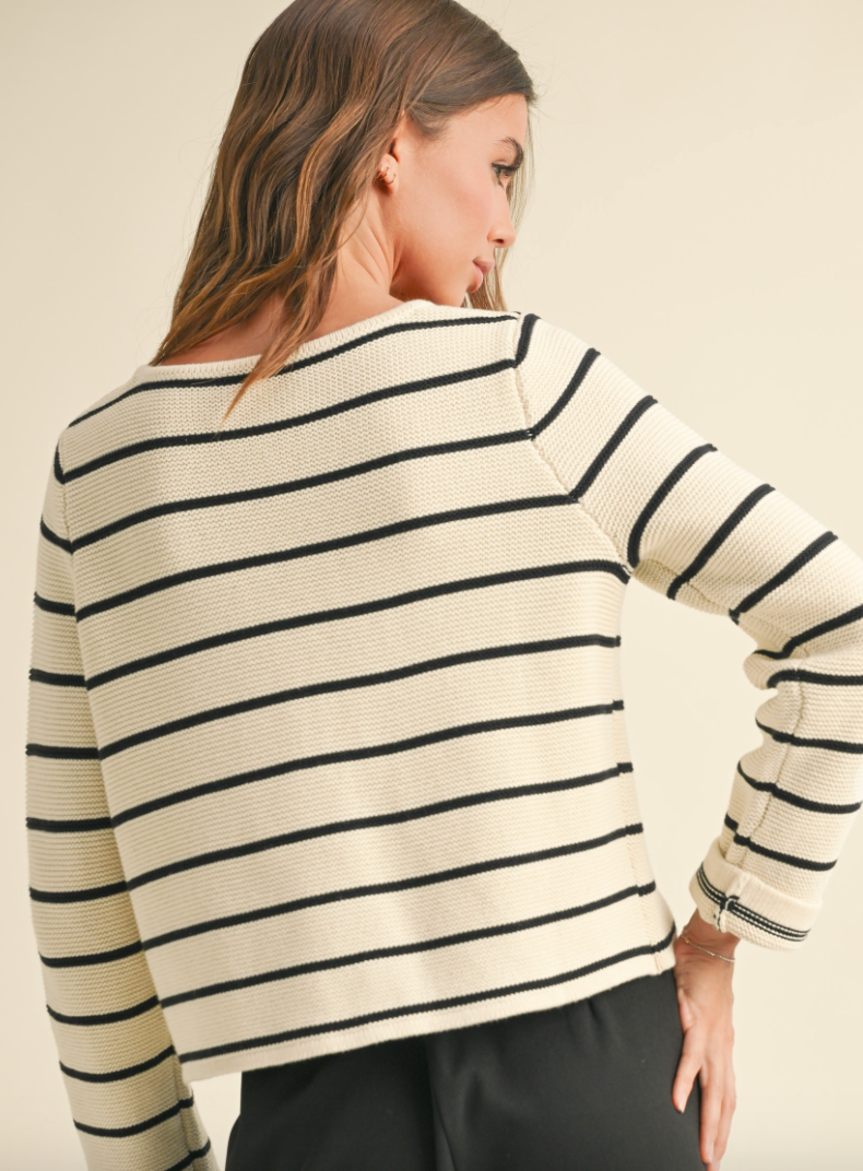 Striped Bow Front Cardigan