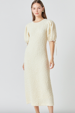 Textured Smocked Midi Dress