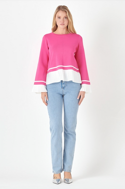 Pink Pleated Knit Top