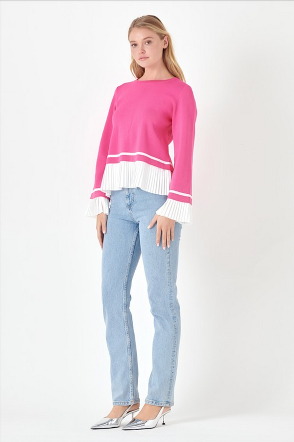 Pink Pleated Knit Top