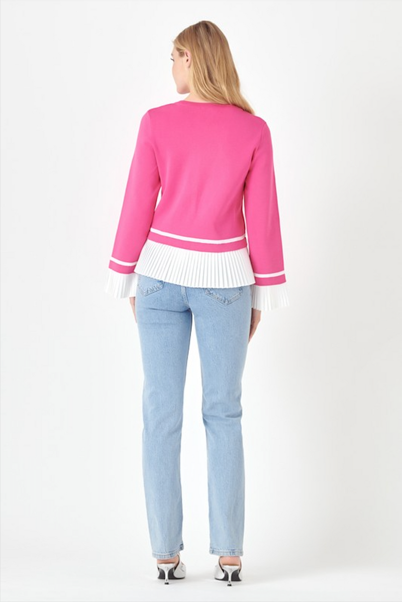 Pink Pleated Knit Top