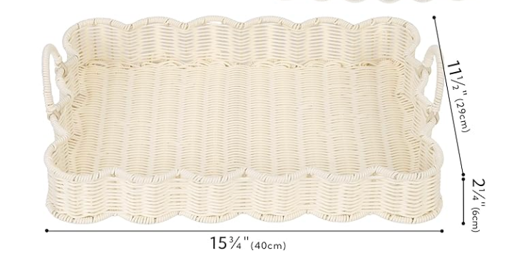 Scalloped Rattan Basket w/ handle