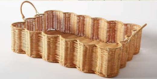 Scalloped Rattan Basket w/ handle