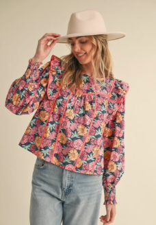 Floral Flutter Sleeve Top