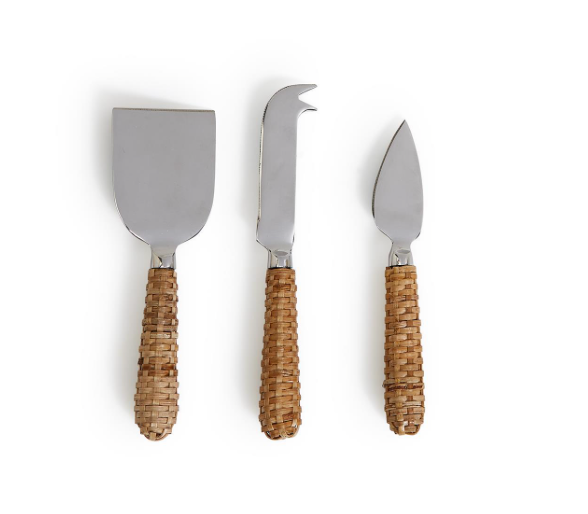 Wicker Weave Cheese Knives- Set of 3