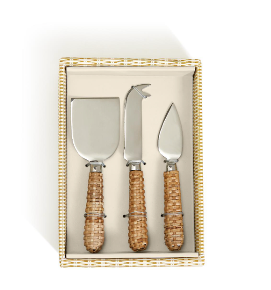 Wicker Weave Cheese Knives- Set of 3