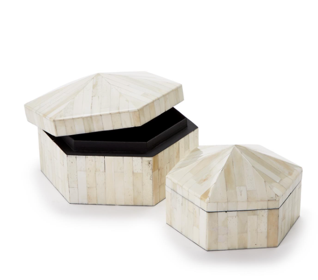 Hexagonal Bone Covered Box