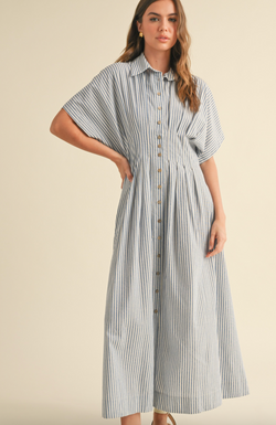 Striped Button Down Shirt Dress