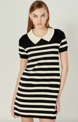 Anna Stripe Mini Sweater Dress