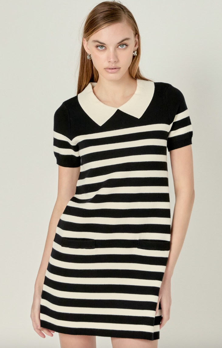 Anna Stripe Mini Sweater Dress