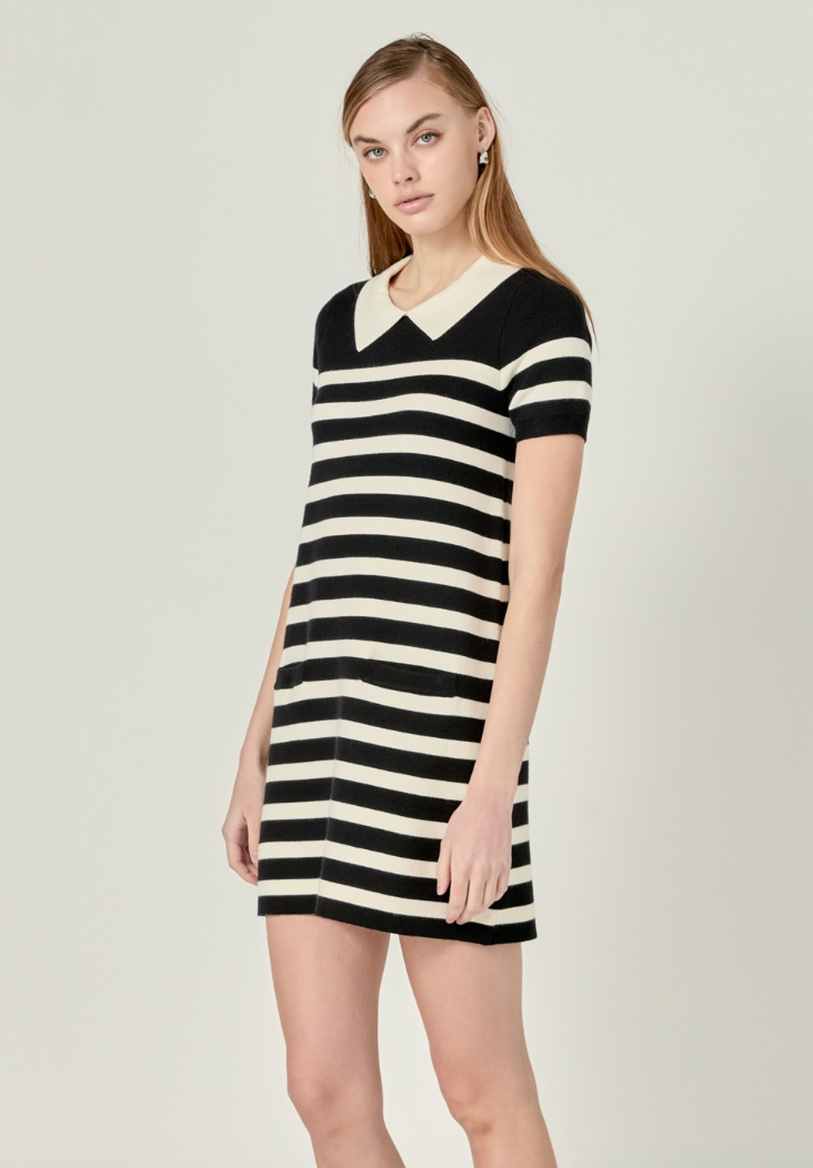 Anna Stripe Mini Sweater Dress