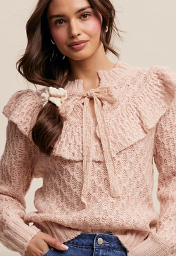 Knit Ruffle Tie Sweater