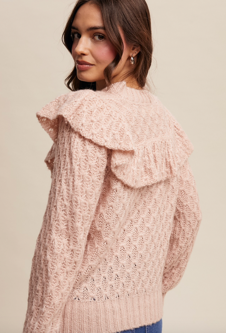 Knit Ruffle Tie Sweater