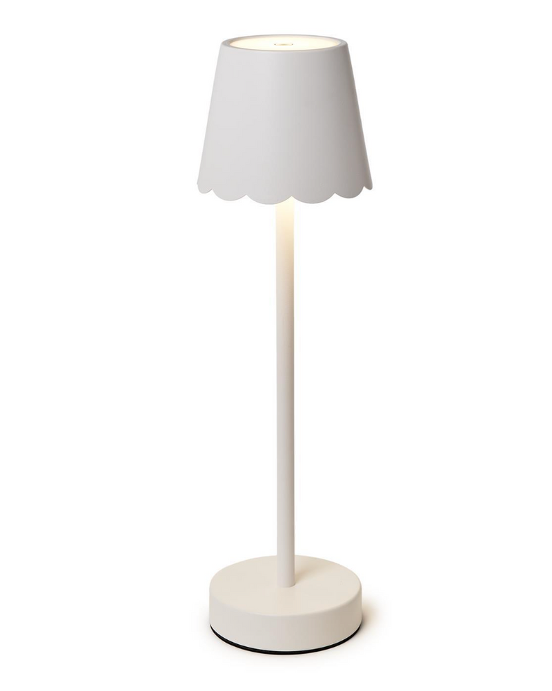 LED Cordless Table Lamp with Scalloped Edge Shade