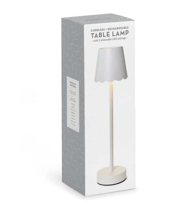 LED Cordless Table Lamp with Scalloped Edge Shade