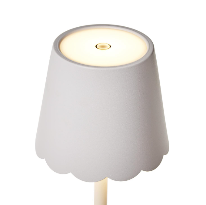 LED Cordless Table Lamp with Scalloped Edge Shade