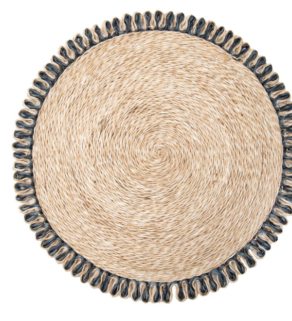 Loopy Abaca Natural and Navy 15" Placemats