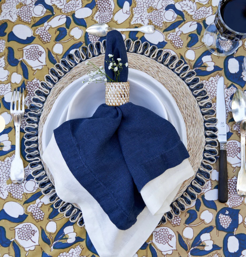 Loopy Abaca Natural and Navy 15" Placemats