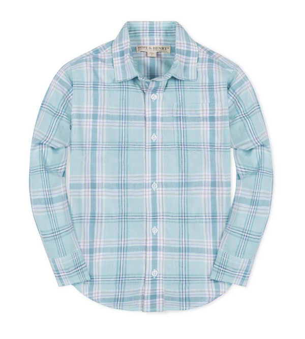 Linen Button Down Plaid Shirt