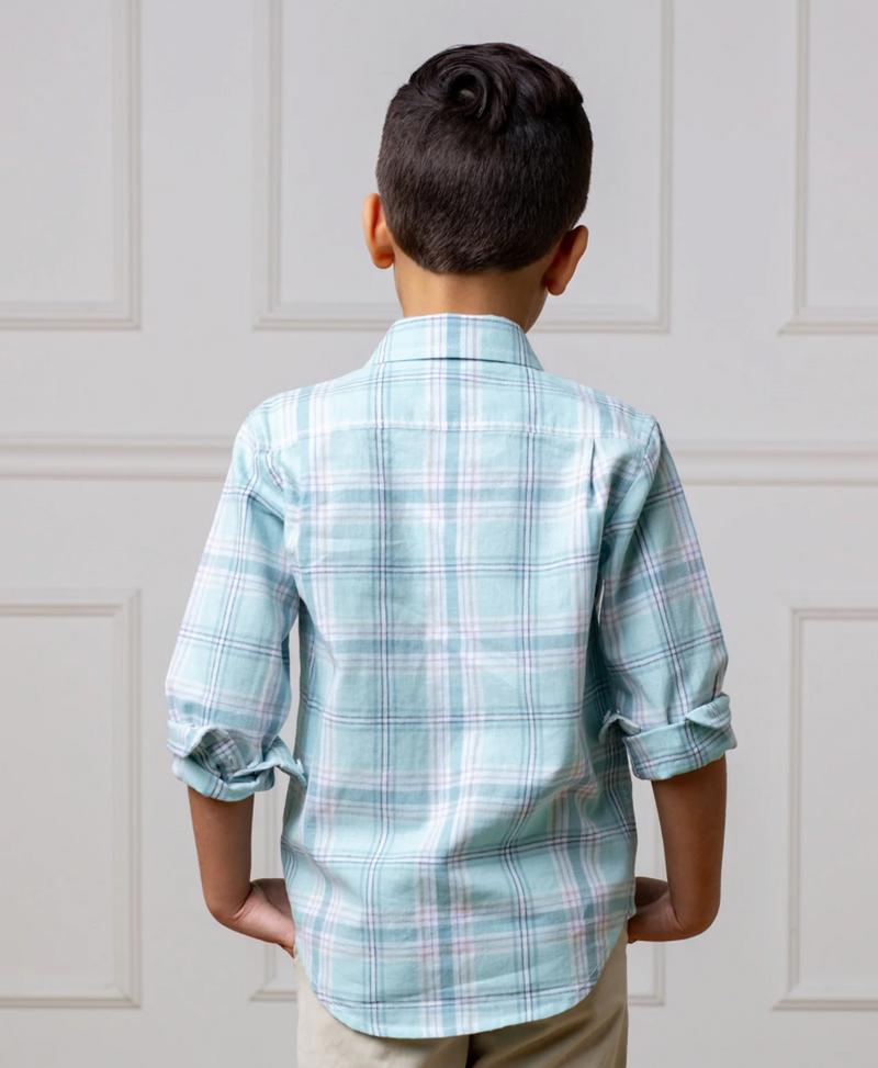 Linen Button Down Plaid Shirt