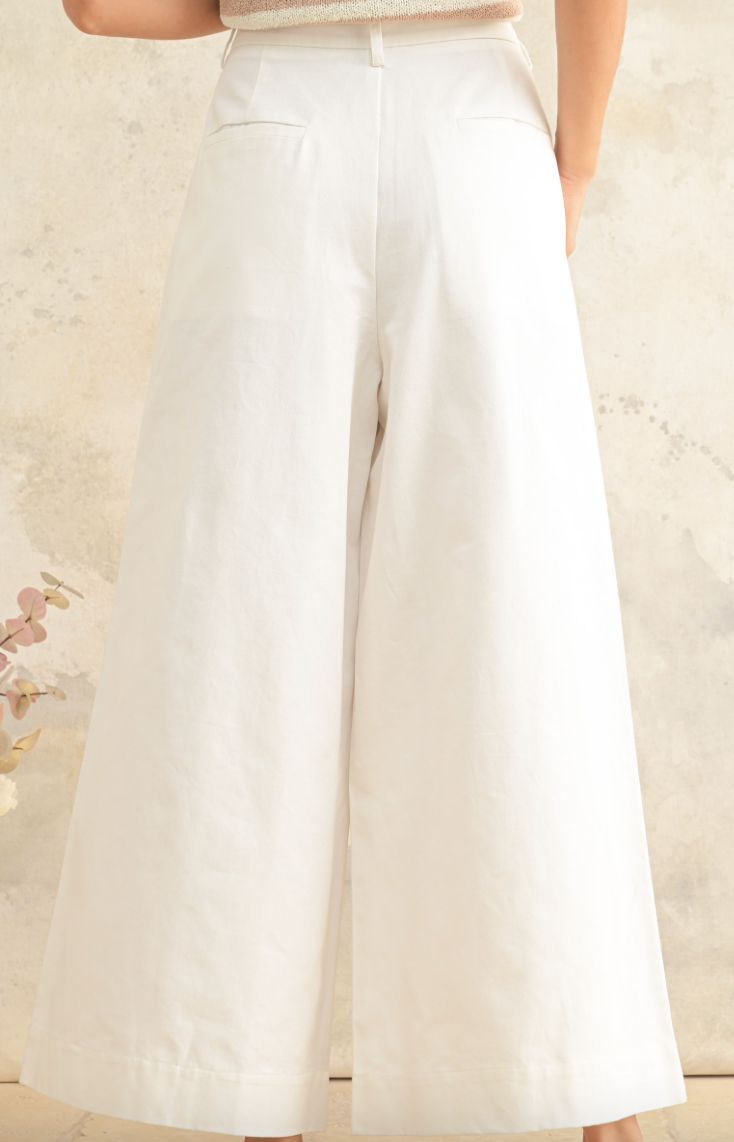 Cotton Twill Wide Leg Pant