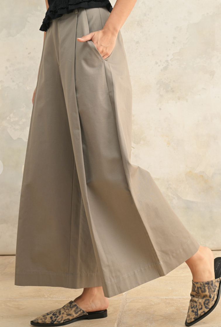 Cotton Twill Wide Leg Pant