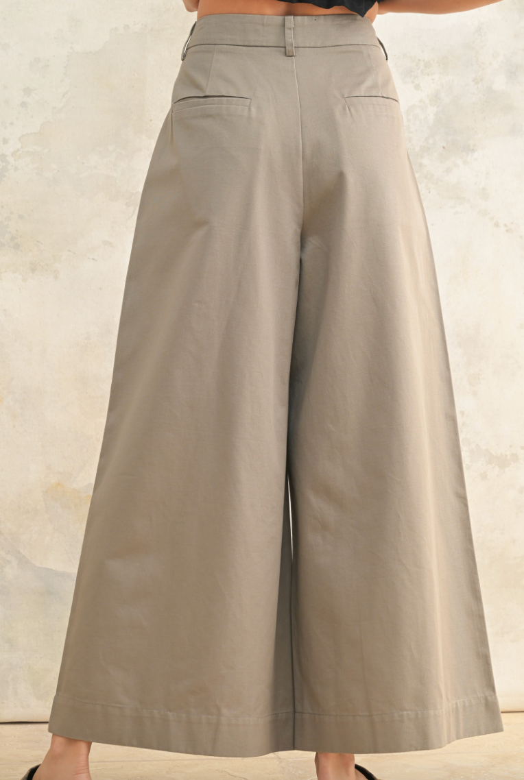 Cotton Twill Wide Leg Pant