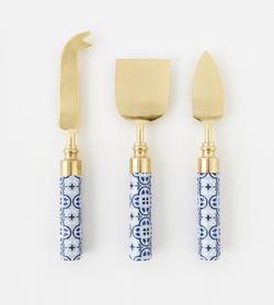 Blue and White Cheese Knives