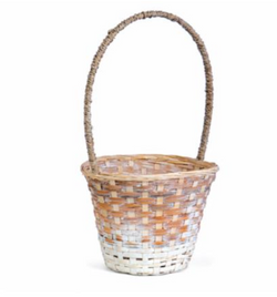 White Wash Bamboo Basket