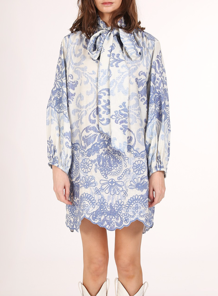 Floral and Paisley Bowtie Mini Dress