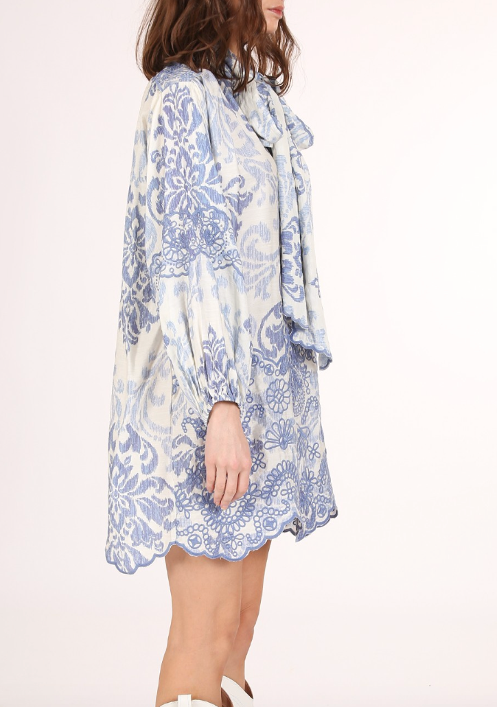 Floral and Paisley Bowtie Mini Dress